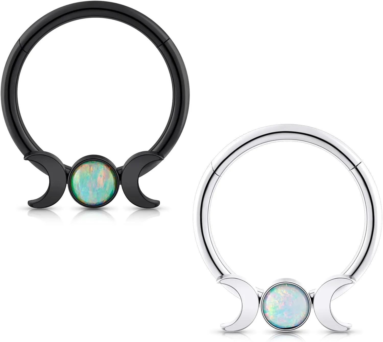 Stuppendux 2PC 16G 1.2MM Black White Mixed Septum Clicker Ring Nose Ring Hoop Sleeper Hoop Earring Helix Rook Cartilage Daith Tragus Earrings Nose Piercing Jewelry for Women Men Diameter 8MM 10MM