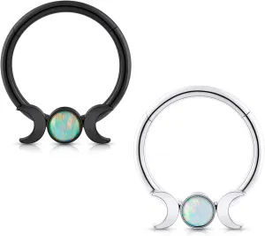 Stuppendux 2PC 16G 1.2MM Black White Mixed Septum Clicker Ring Nose Ring Hoop Sleeper Hoop Earring Helix Rook Cartilage Daith Tragus Earrings Nose Piercing Jewelry for Women Men Diameter 8MM 10MM