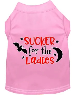 Sucker For The Ladies Screen Print Dog Shirt Light Pink Med