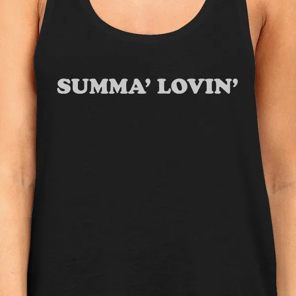Summa' Lovin' Womens Black Cute Graphic Tank Top Racerback Cotton