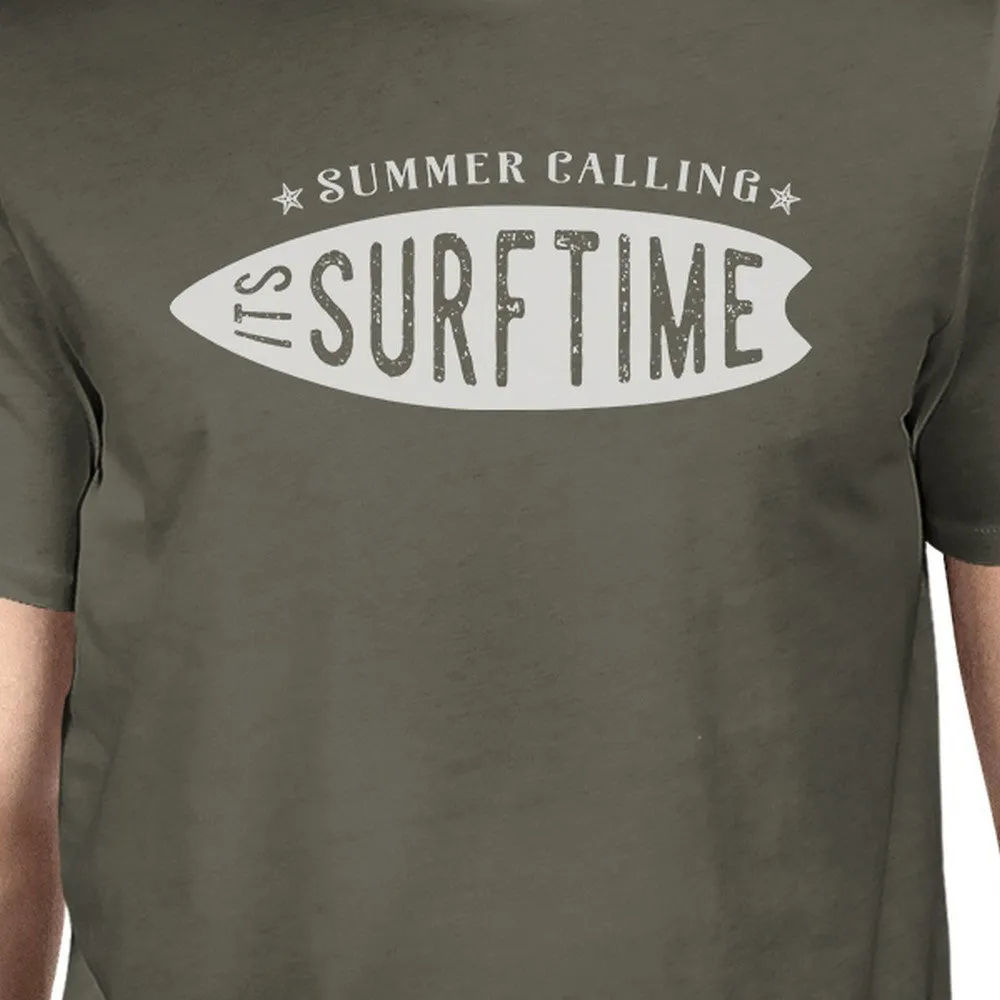 Summer Calling It's Surf Time Mens Dark Grey Shirt