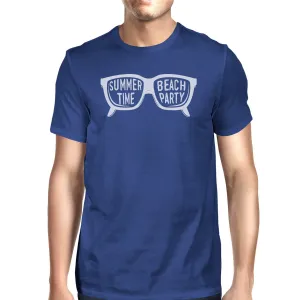 Summer Time Beach Party Mens Royal Blue Shirt