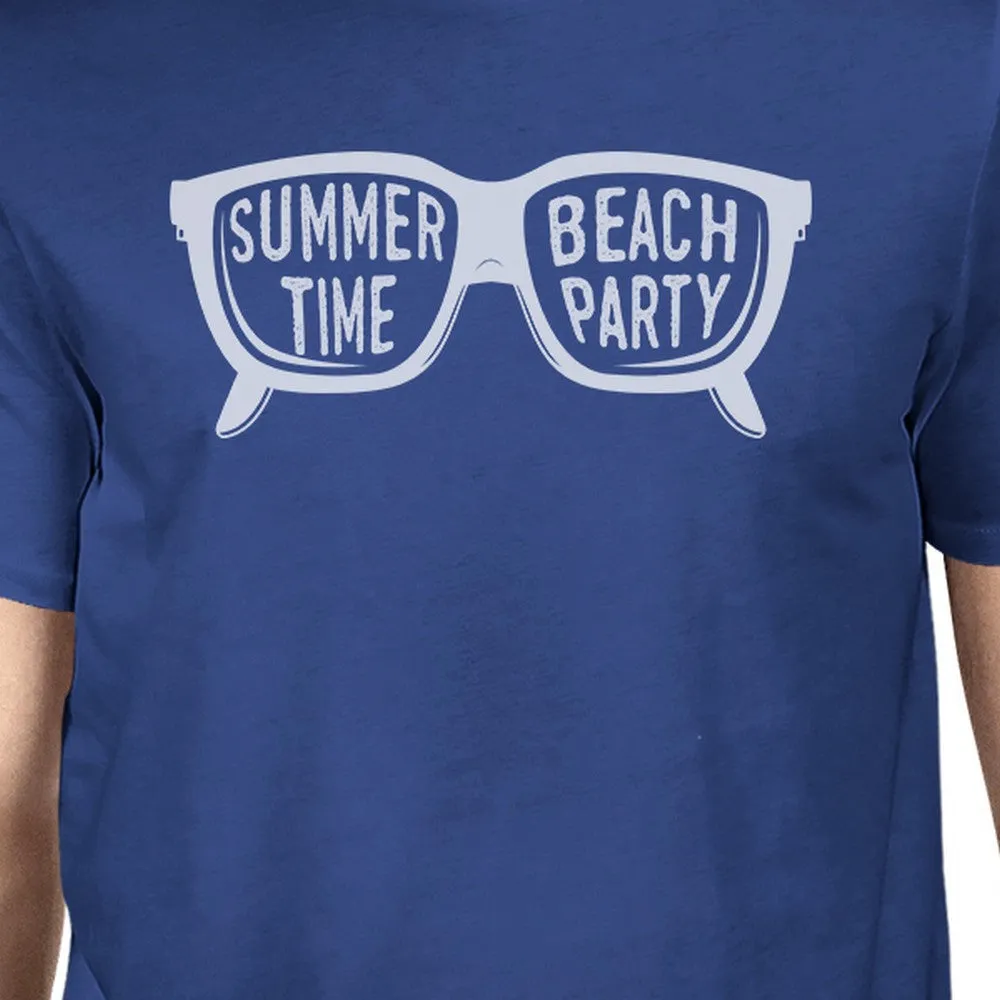 Summer Time Beach Party Mens Royal Blue Shirt