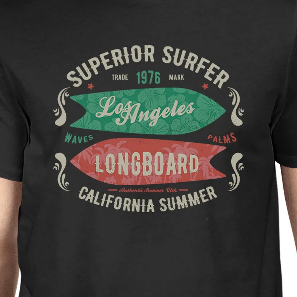 Superior Surfer Los Angeles Longboard Mens Black Shirt