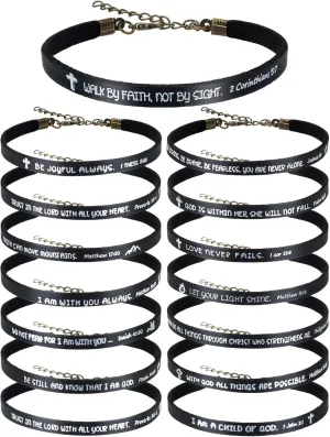 Sureio 15 Pcs Christian Bracelets for Women Men Inspirational Leather Bible Verse God Faith Scripture Friendship Bracelets
