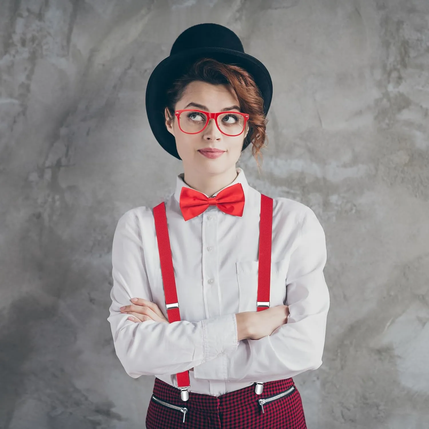 Suspenders for Boys Girls, Mens Suspender and Bow tie Set with Glasses