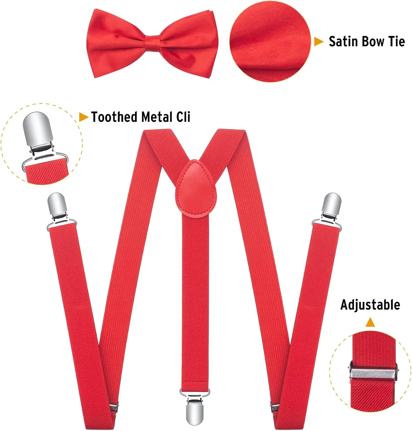 Suspenders for Boys Girls, Mens Suspender and Bow tie Set with Glasses