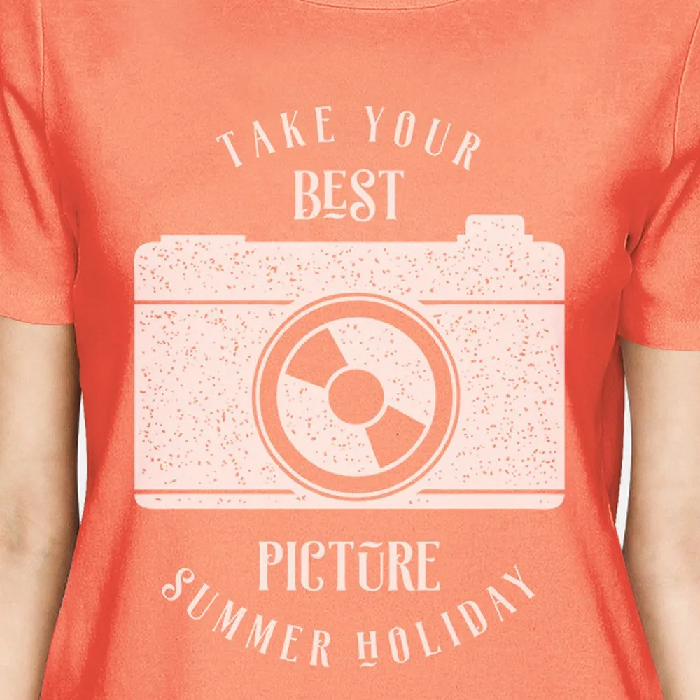 Take Your Best Picture Summer Holiday Womens Peach Shirt