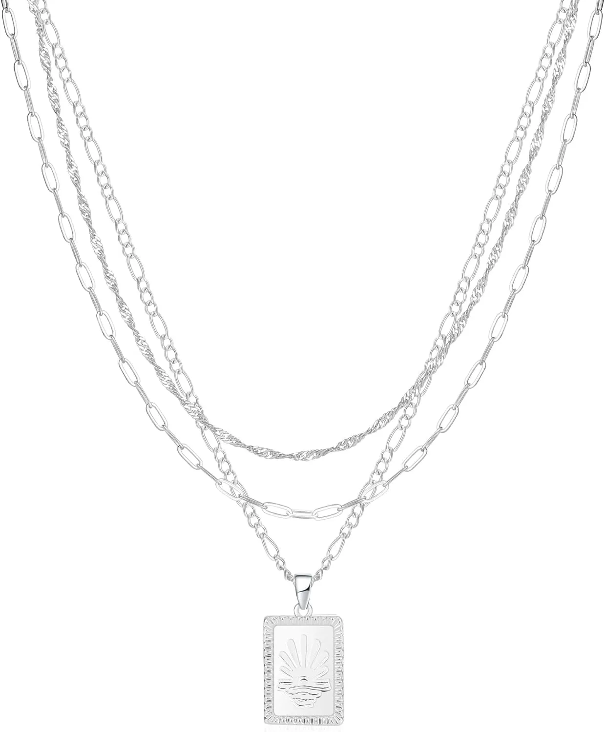 Tasiso Layered Gold Necklaces for Women, Stackable 14K Gold/Silver Plated Chain Necklace Layering Necklace Set Fashion Pendant Choker Necklaces Trendy Jewelry Set Gifts for Women Teen Girls