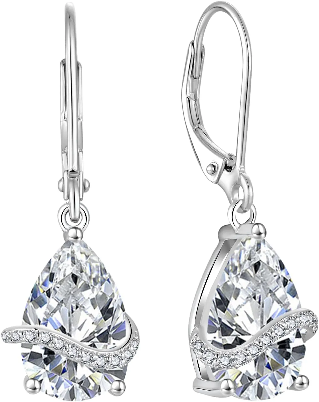Teardrop Dangle Drop Earrings for Women 925 Sterling Silver Leverback Earrings Birthstone Jewelry Gifts for Her