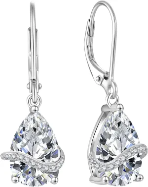 Teardrop Dangle Drop Earrings for Women 925 Sterling Silver Leverback Earrings Birthstone Jewelry Gifts for Her