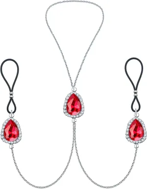 Teardrop Nipple Ring Rhinestone Water Drop Faux Nipple Chain Noose Body Non Piercing Jewelry Heart Chokers Necklaces