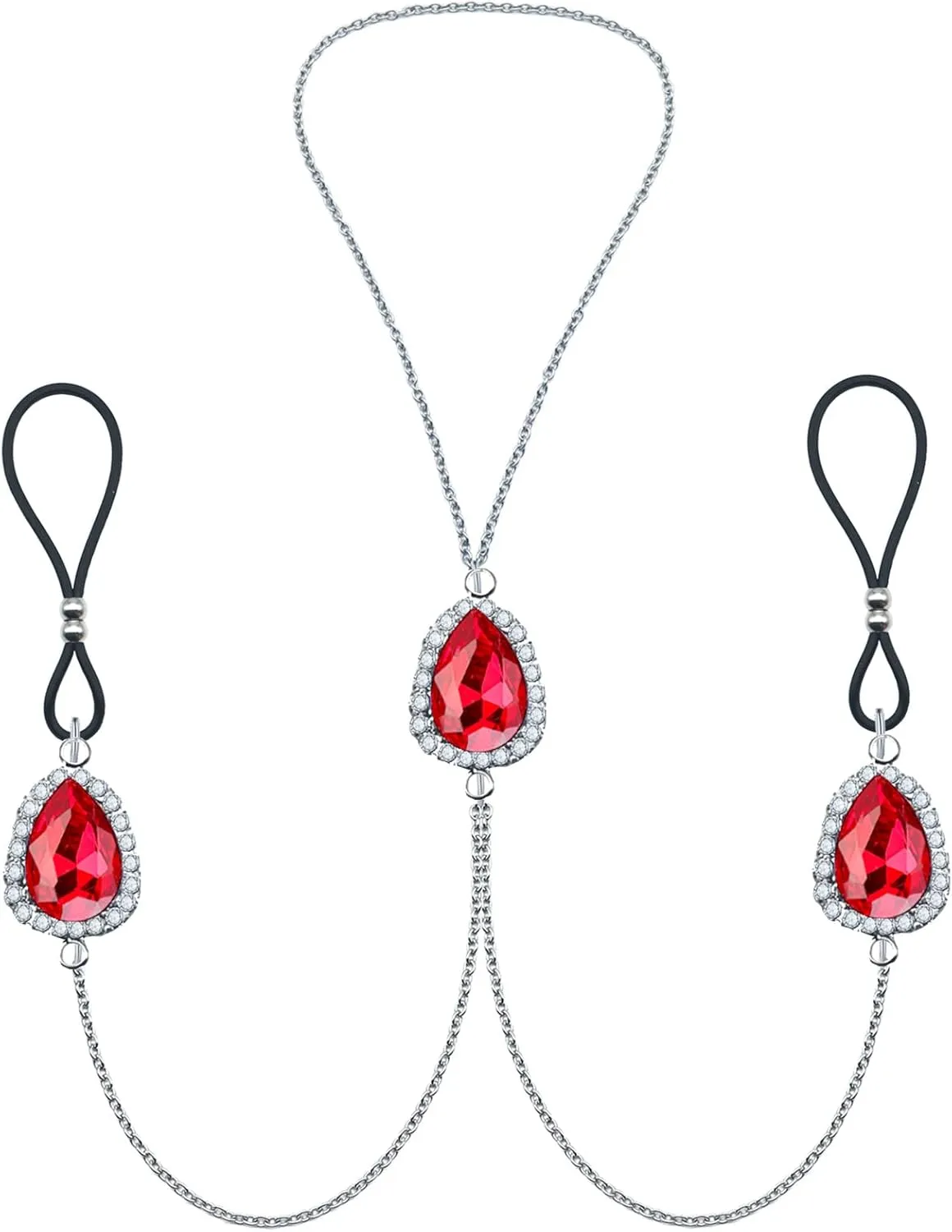 Teardrop Nipple Ring Rhinestone Water Drop Faux Nipple Chain Noose Body Non Piercing Jewelry Heart Chokers Necklaces