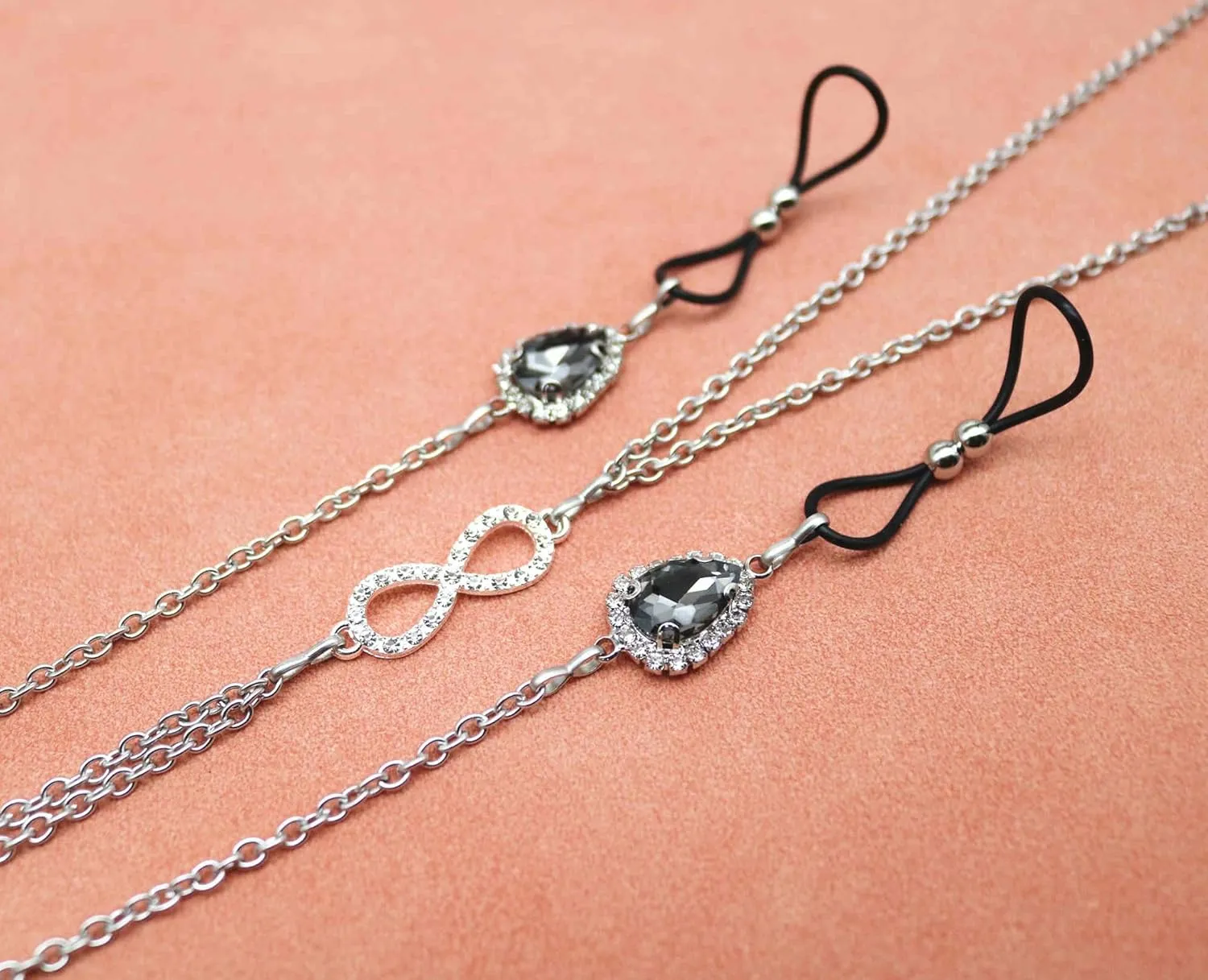 Teardrop Nipple Ring Rhinestone Water Drop Faux Nipple Chain Noose Body Non Piercing Jewelry Heart Chokers Necklaces