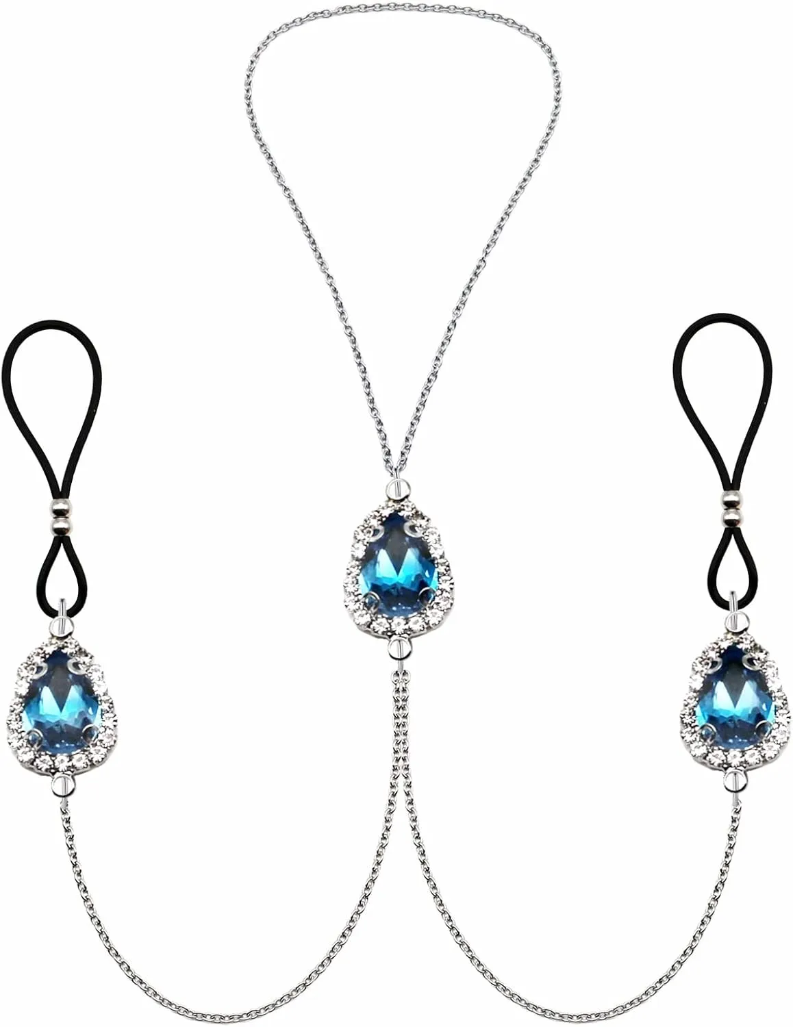 Teardrop Nipple Ring Rhinestone Water Drop Faux Nipple Chain Noose Body Non Piercing Jewelry Heart Chokers Necklaces