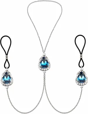 Teardrop Nipple Ring Rhinestone Water Drop Faux Nipple Chain Noose Body Non Piercing Jewelry Heart Chokers Necklaces