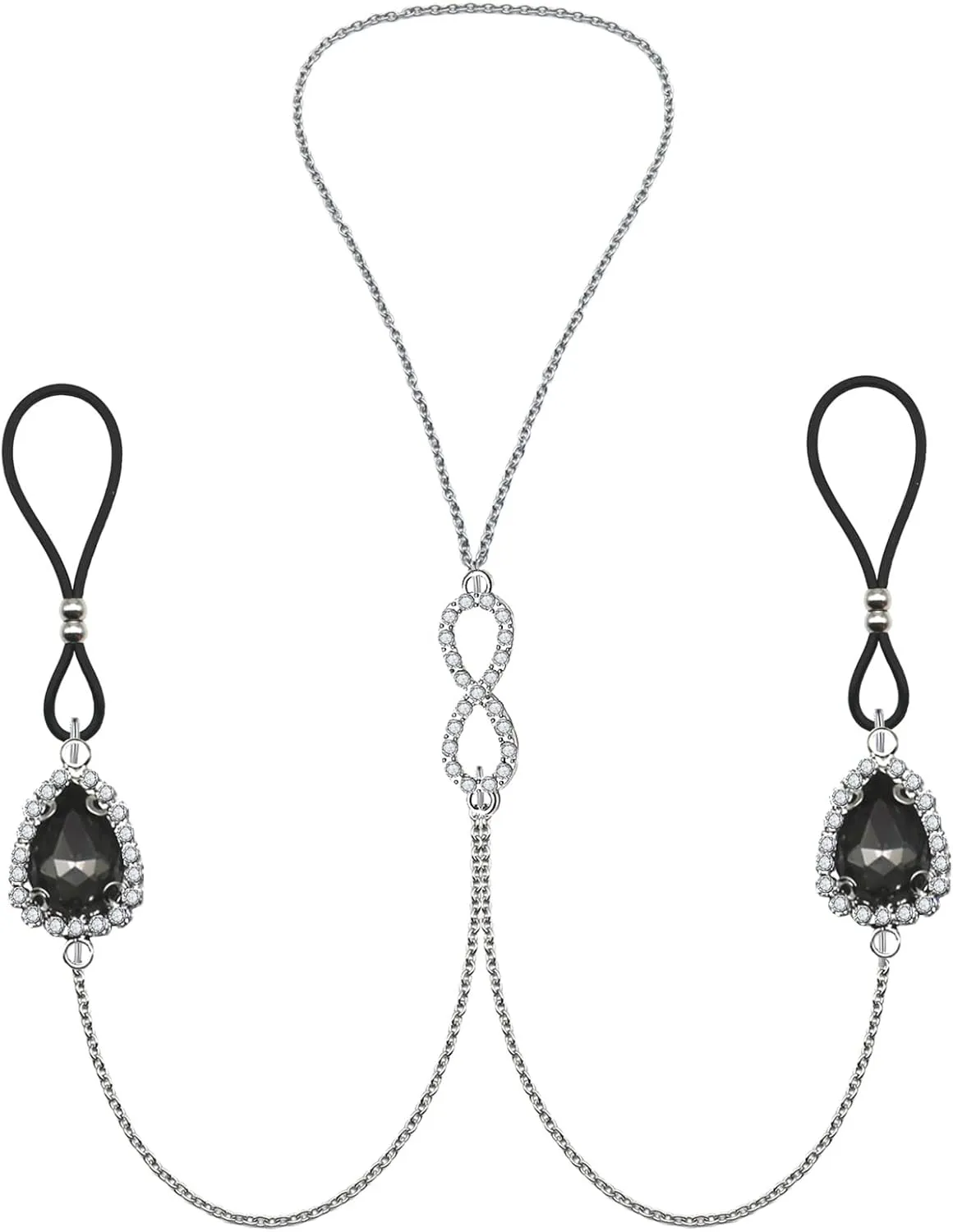 Teardrop Nipple Ring Rhinestone Water Drop Faux Nipple Chain Noose Body Non Piercing Jewelry Heart Chokers Necklaces