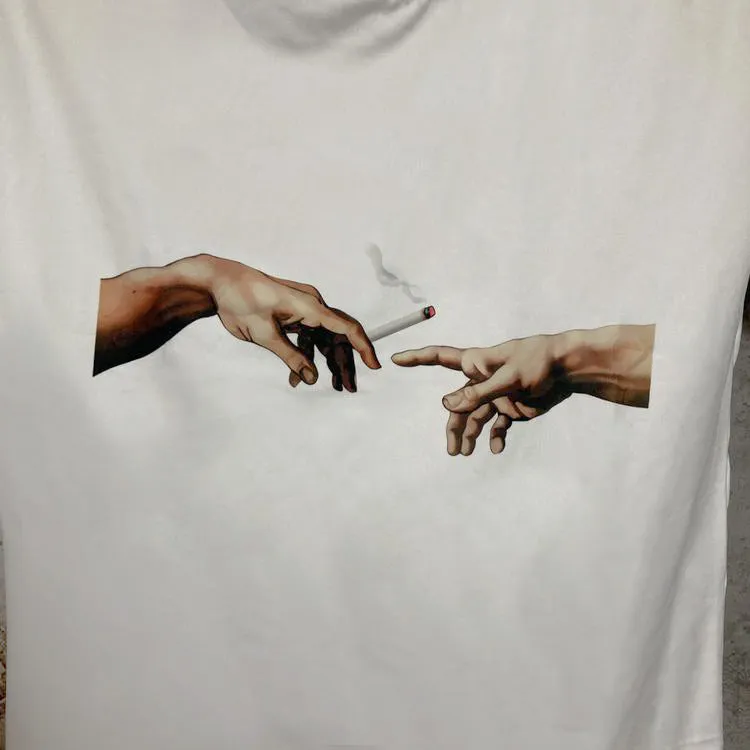 the creation of adam t-shirt Michelangelo cigarette
