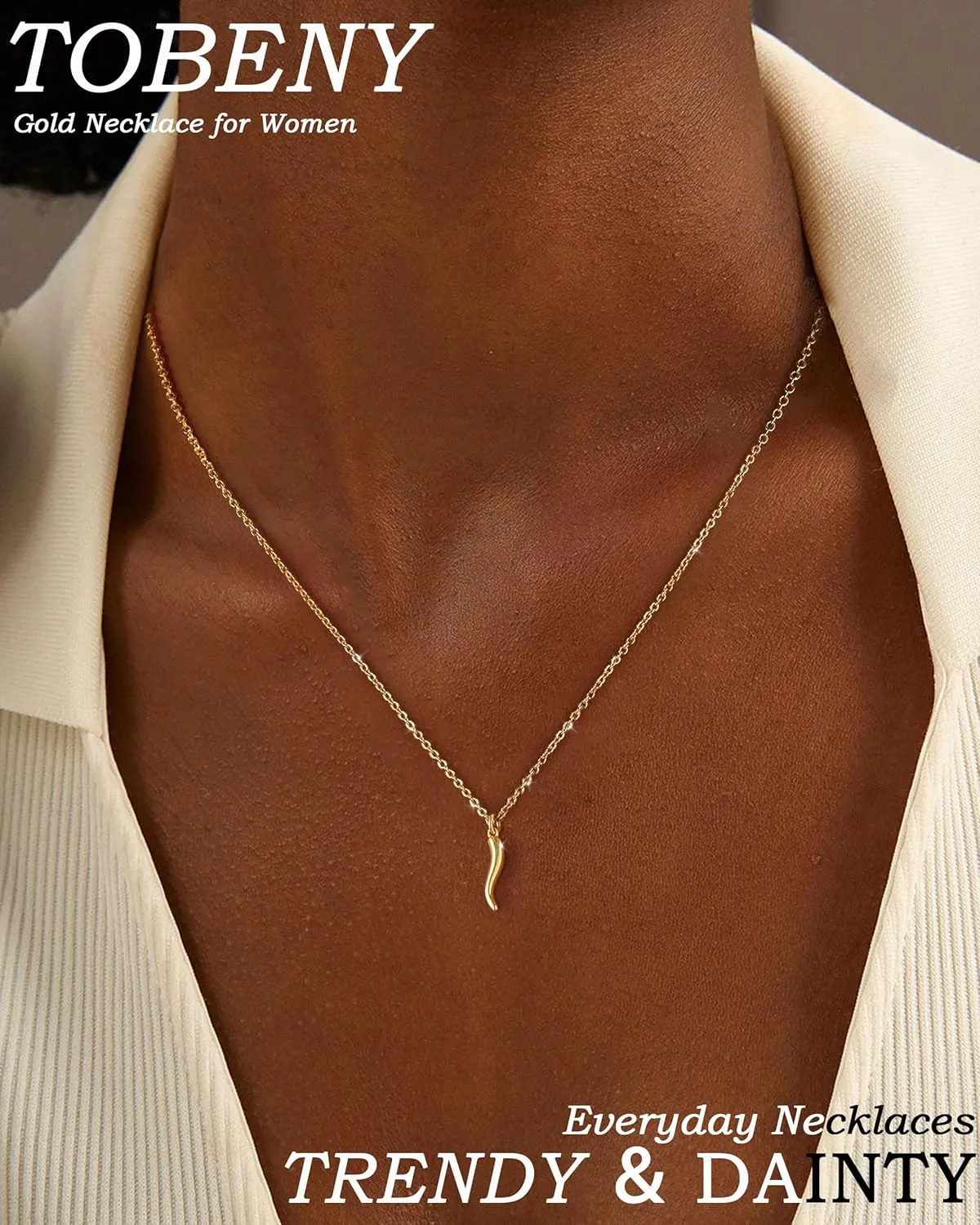 TOBENY Gold Necklace for Women Trendy 14K Gold Plated Dainty Bow Heart Cross Pendant Necklaces Cute Simple Pearl Diamond Paperclip Butterfly Italian Horn Choker Necklaces for Women Gift Jewelry