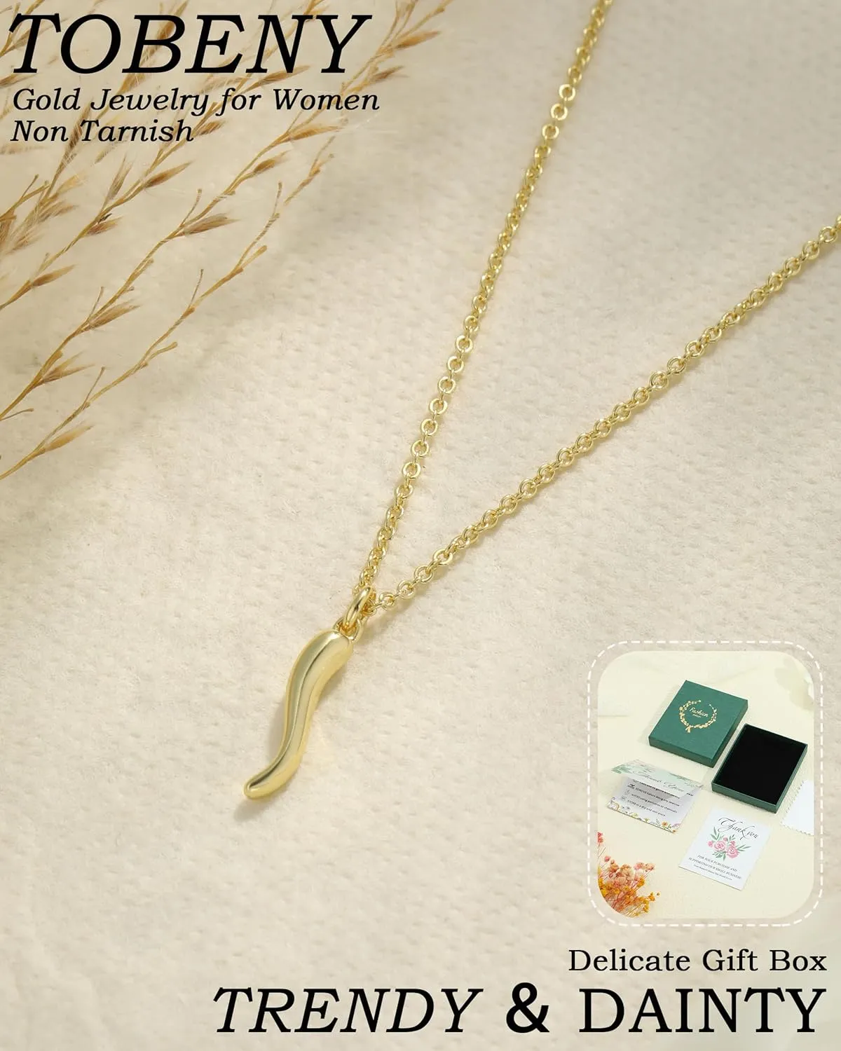 TOBENY Gold Necklace for Women Trendy 14K Gold Plated Dainty Bow Heart Cross Pendant Necklaces Cute Simple Pearl Diamond Paperclip Butterfly Italian Horn Choker Necklaces for Women Gift Jewelry