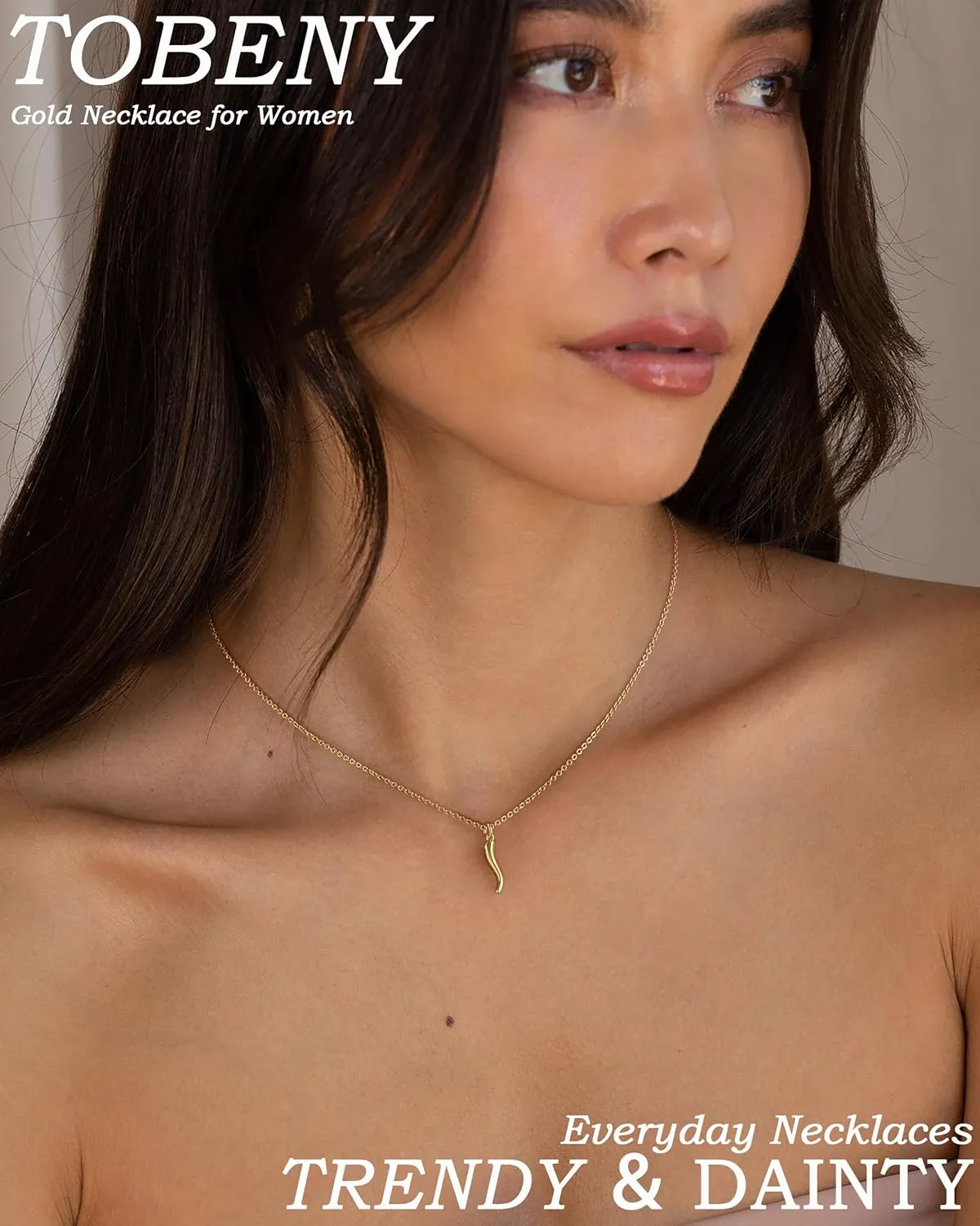 TOBENY Gold Necklace for Women Trendy 14K Gold Plated Dainty Bow Heart Cross Pendant Necklaces Cute Simple Pearl Diamond Paperclip Butterfly Italian Horn Choker Necklaces for Women Gift Jewelry