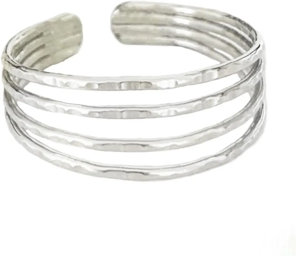 Toe Ring | Four Strand .925 Sterling Silver | Adjustable Ring For Foot Or Midi | Unisex Foot Jewelry