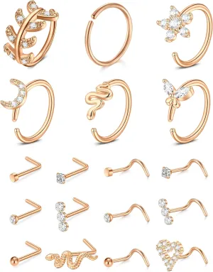 TOKRING 20G Nose Rings Hoops Nose Rings Studs for Nose Piercings Surgical Steel Nose Piercing jewelry for Women Men