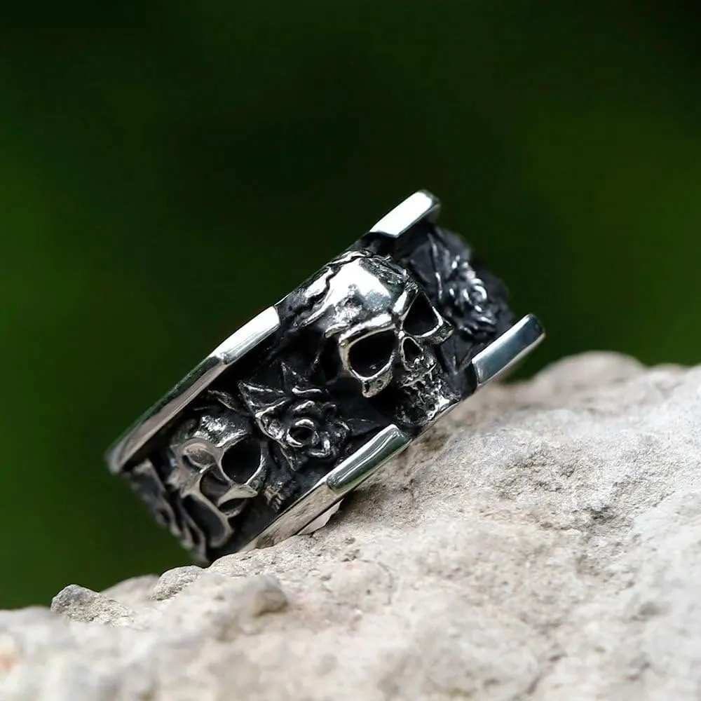 TRIEEUGIANG Men's 316L Stainless Steel Rings Vintage Skull Ring For Men Punk Fashion Jewelry Gift