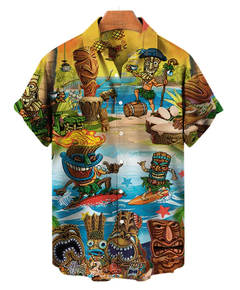 Tropical Tiki Hawaiian Print Shirt (sizes up to 5XL)