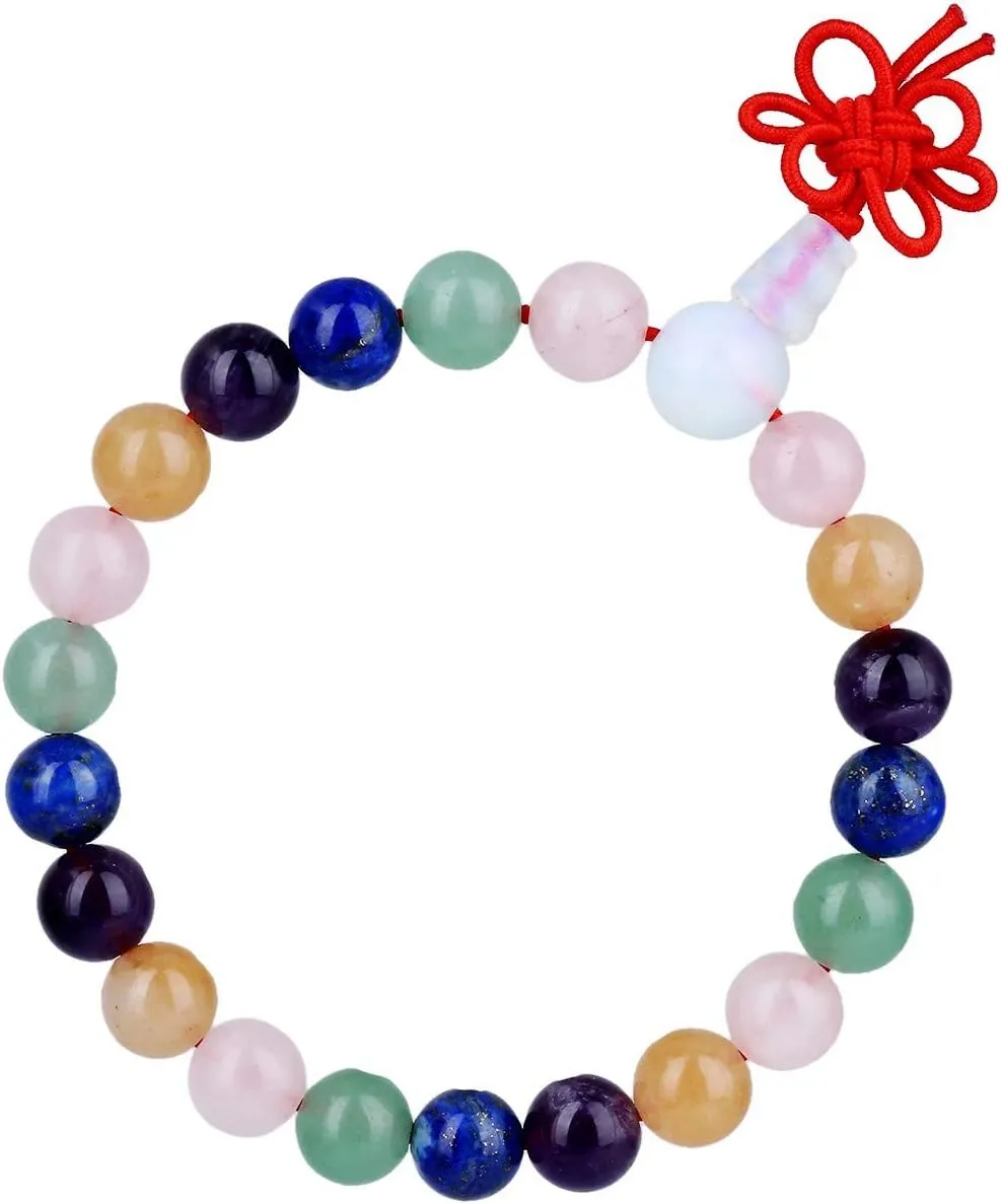 TUMBEELLUWA 8mm Stone Beads Bracelets Prayer Bead Elastic Tibetan Bracelets Bangle Handmade Jewelry for Women Men