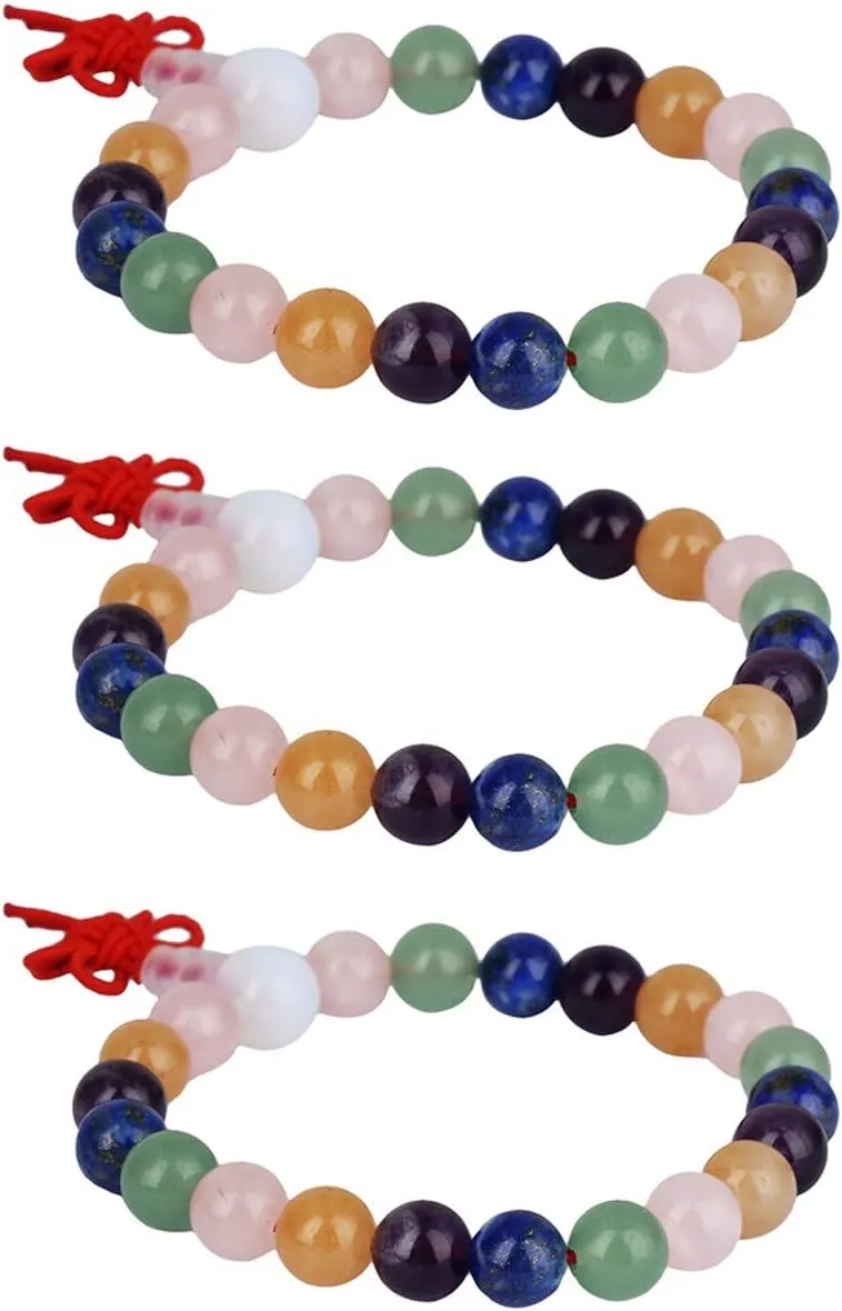 TUMBEELLUWA 8mm Stone Beads Bracelets Prayer Bead Elastic Tibetan Bracelets Bangle Handmade Jewelry for Women Men