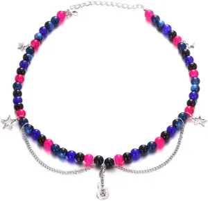 TV Girl Cosplay Choker Necklace for Women Guitar Natural Stone Red blue Bead Chokers Hip Hop Rockstar Fashion TV Girl merch Jewelry Gifts