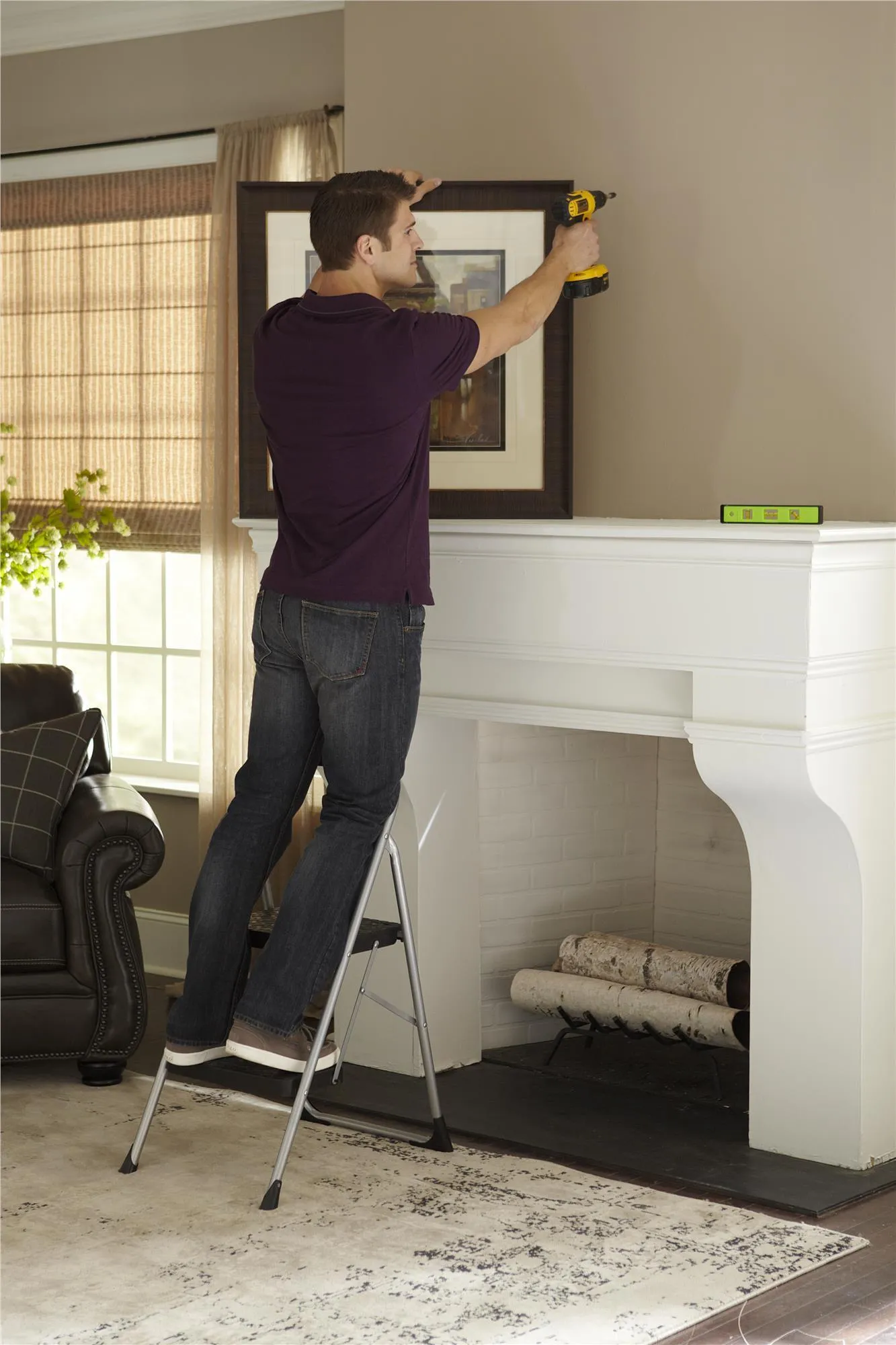 Two-Step Big Step Folding Step Stool with Rubber Hand Grip