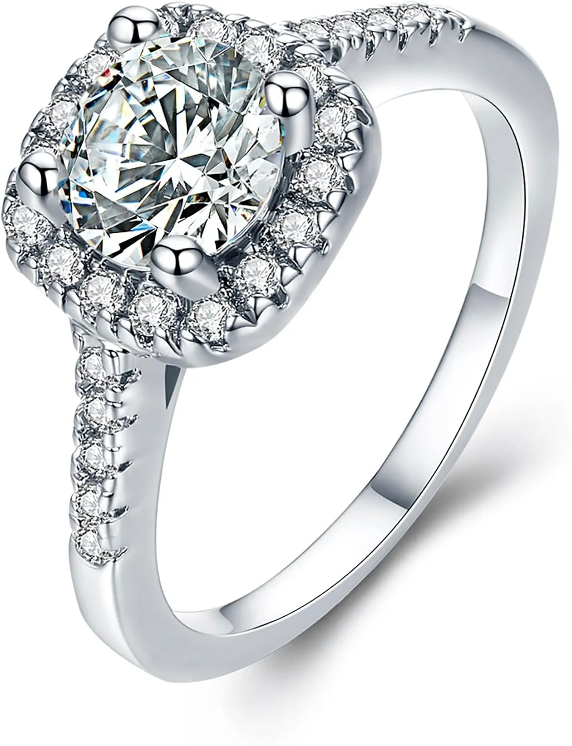 UFOORO Rings for Women, Promise Rings for Her, Christmas Gifts, Engagement Rings for Women Solitaire Crystal Wedding Rings for Her Fake Diamond Ring Christmas Gifts for Her