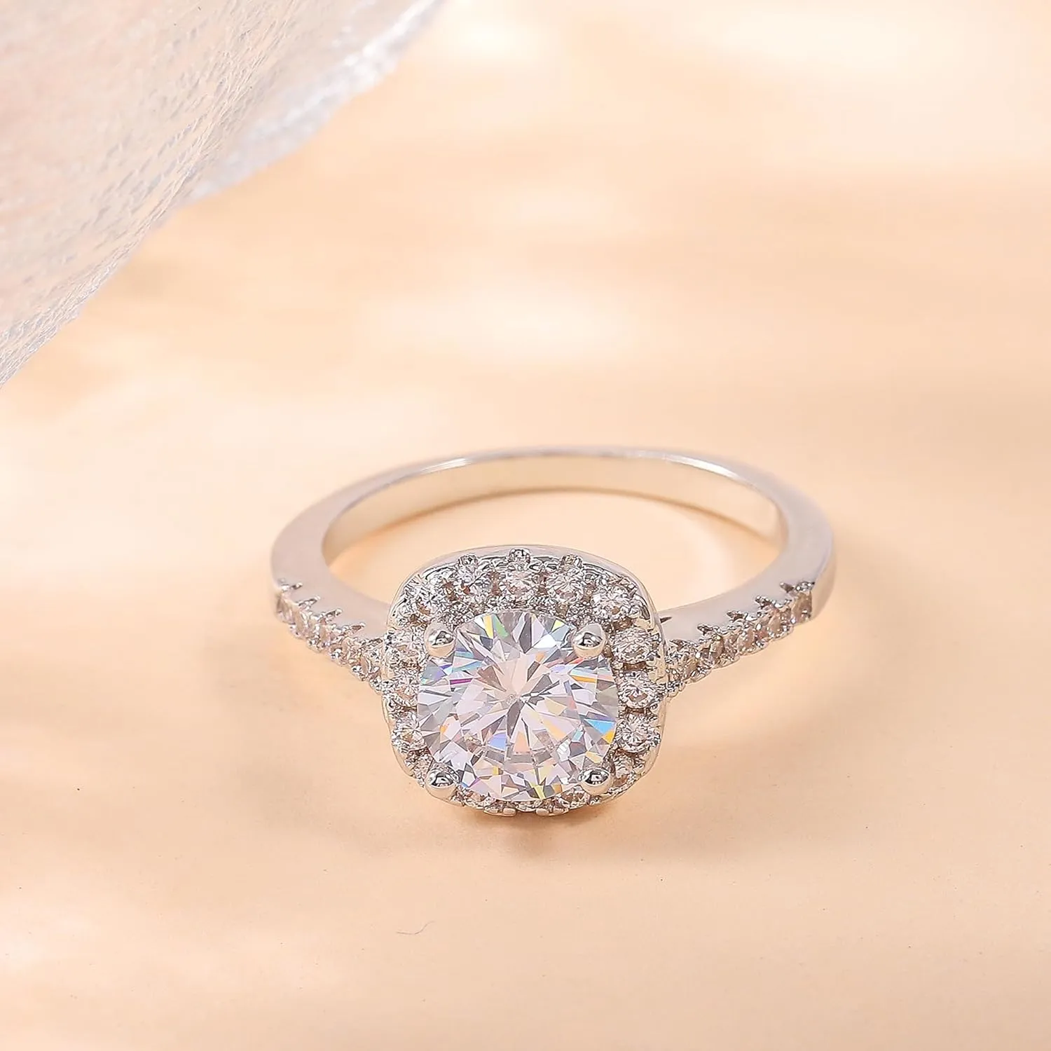 UFOORO Rings for Women, Promise Rings for Her, Christmas Gifts, Engagement Rings for Women Solitaire Crystal Wedding Rings for Her Fake Diamond Ring Christmas Gifts for Her