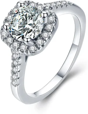 UFOORO Rings for Women, Promise Rings for Her, Christmas Gifts, Engagement Rings for Women Solitaire Crystal Wedding Rings for Her Fake Diamond Ring Christmas Gifts for Her