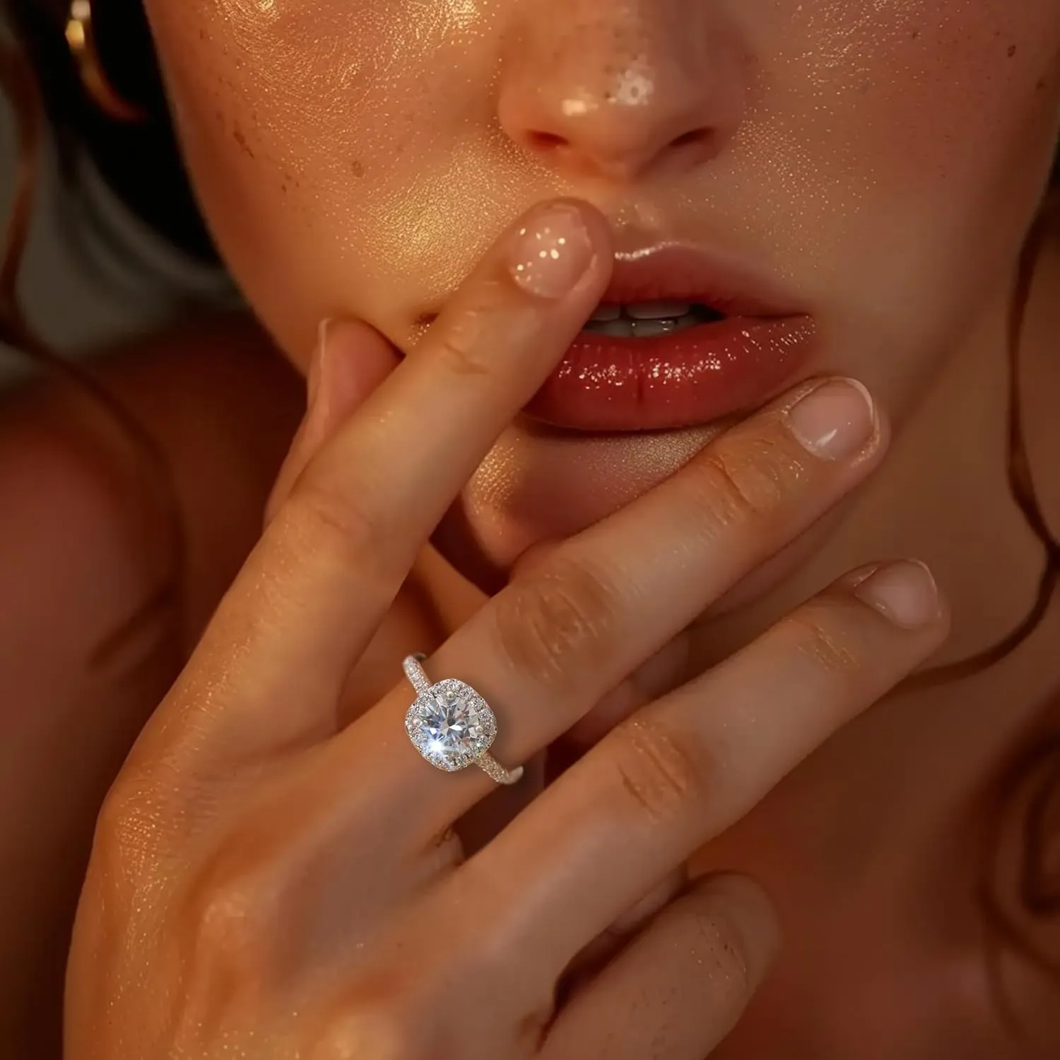 UFOORO Rings for Women, Promise Rings for Her, Christmas Gifts, Engagement Rings for Women Solitaire Crystal Wedding Rings for Her Fake Diamond Ring Christmas Gifts for Her