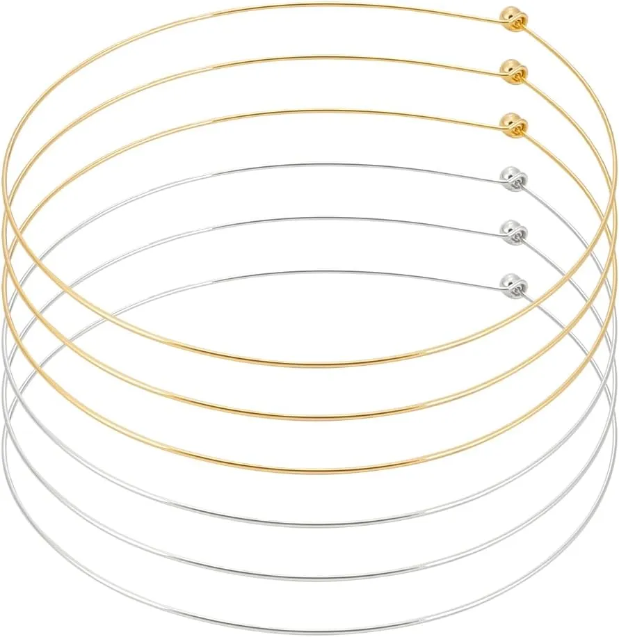 UNICRAFTALE 6Pcs 2 Colors Wire Wrap Collar Necklaces for Women 5.51 inch/14cm Choker Necklaces Metal Gold Open Choker Necklace Metal Plain Chocker Collar Necklace for DIY Necklace Jewelry Making