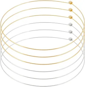 UNICRAFTALE 6Pcs 2 Colors Wire Wrap Collar Necklaces for Women 5.51 inch/14cm Choker Necklaces Metal Gold Open Choker Necklace Metal Plain Chocker Collar Necklace for DIY Necklace Jewelry Making