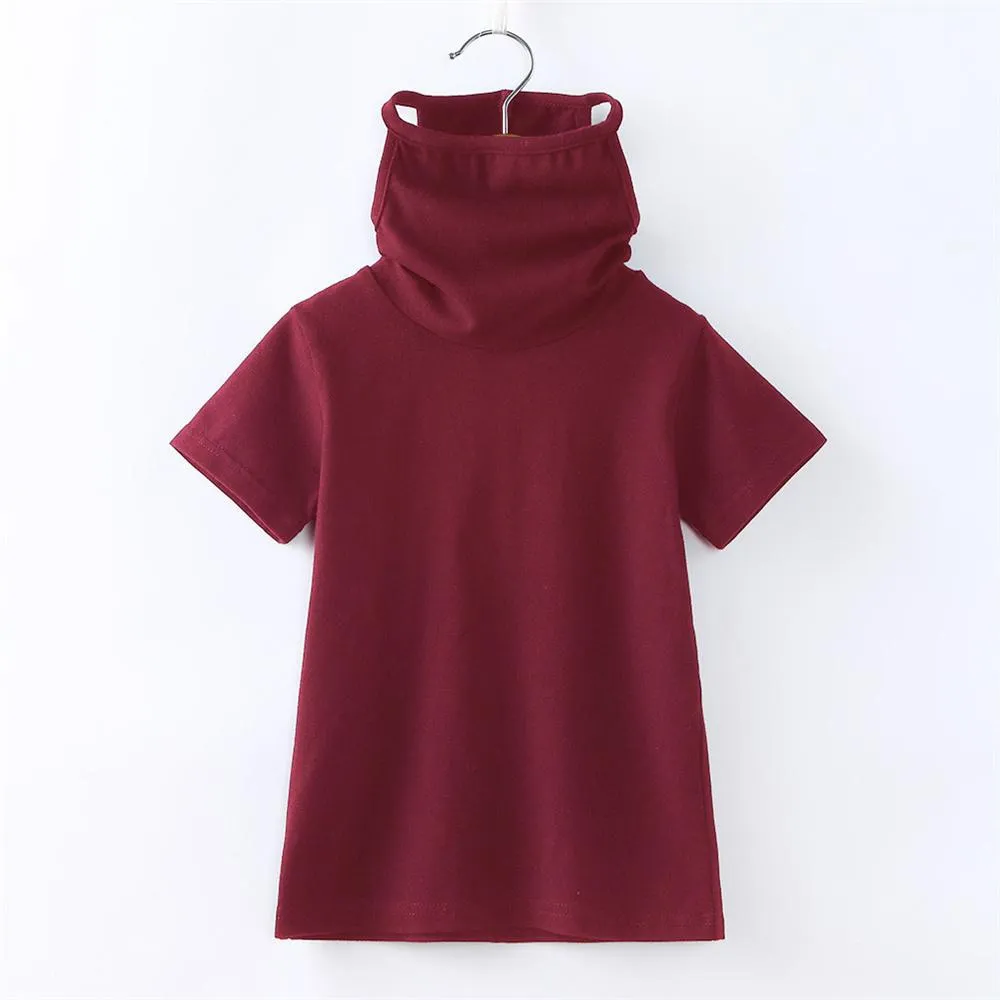 Unisex Solid Color Short Sleeve Mask Style T-Shirts Wholesale Kids Clothing Distributors