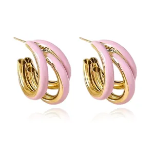 Valentines Day Gifts Chunky Gold Hoop Earrings for Women,Thick Triple Twisted Gold Hoop Earrings Hypoallergenic Hoop Earrings Jewelry for Girls Birthday/Mother's Day/Graduation Gift