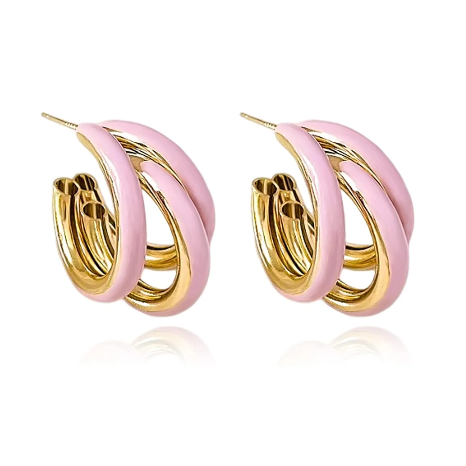 Valentines Day Gifts Chunky Gold Hoop Earrings for Women,Thick Triple Twisted Gold Hoop Earrings Hypoallergenic Hoop Earrings Jewelry for Girls Birthday/Mother's Day/Graduation Gift