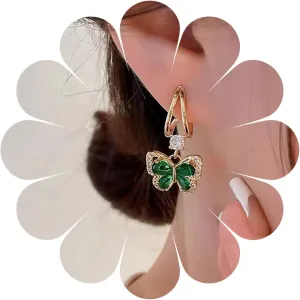 Vintage Butterfly Emerald Drop Earrings Crystal Butterfly Dangle Earrings Rhinestone Butterfly Earrings Gold Cz Butterfly Stud Earrings Jewelry for Women