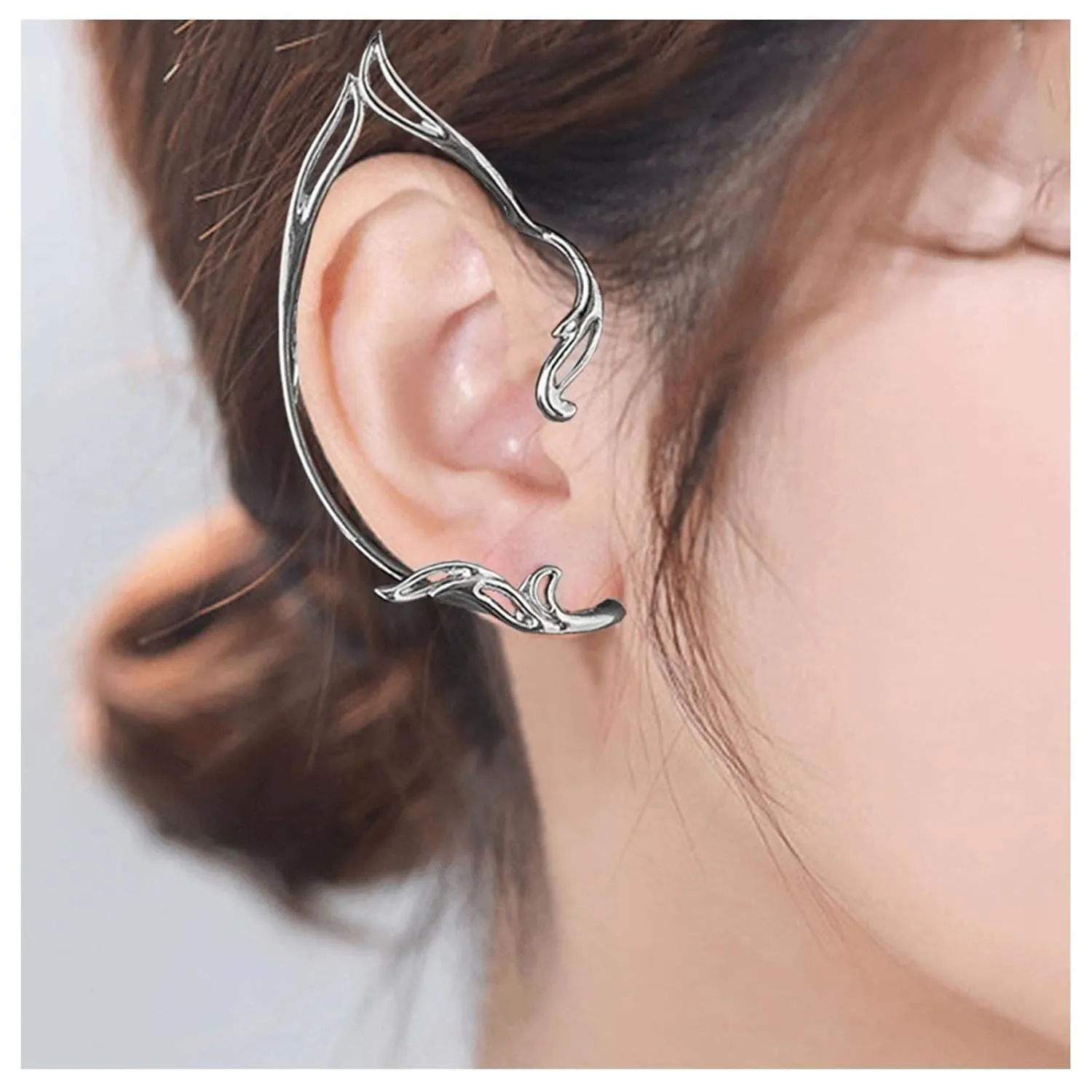 Vintage Elf Ear Cuff Earrings Elf Cartilage Earrings Cat Clip On Ear Cuff Earrings Silver Elf Ear Wrap Earrings Jewelry