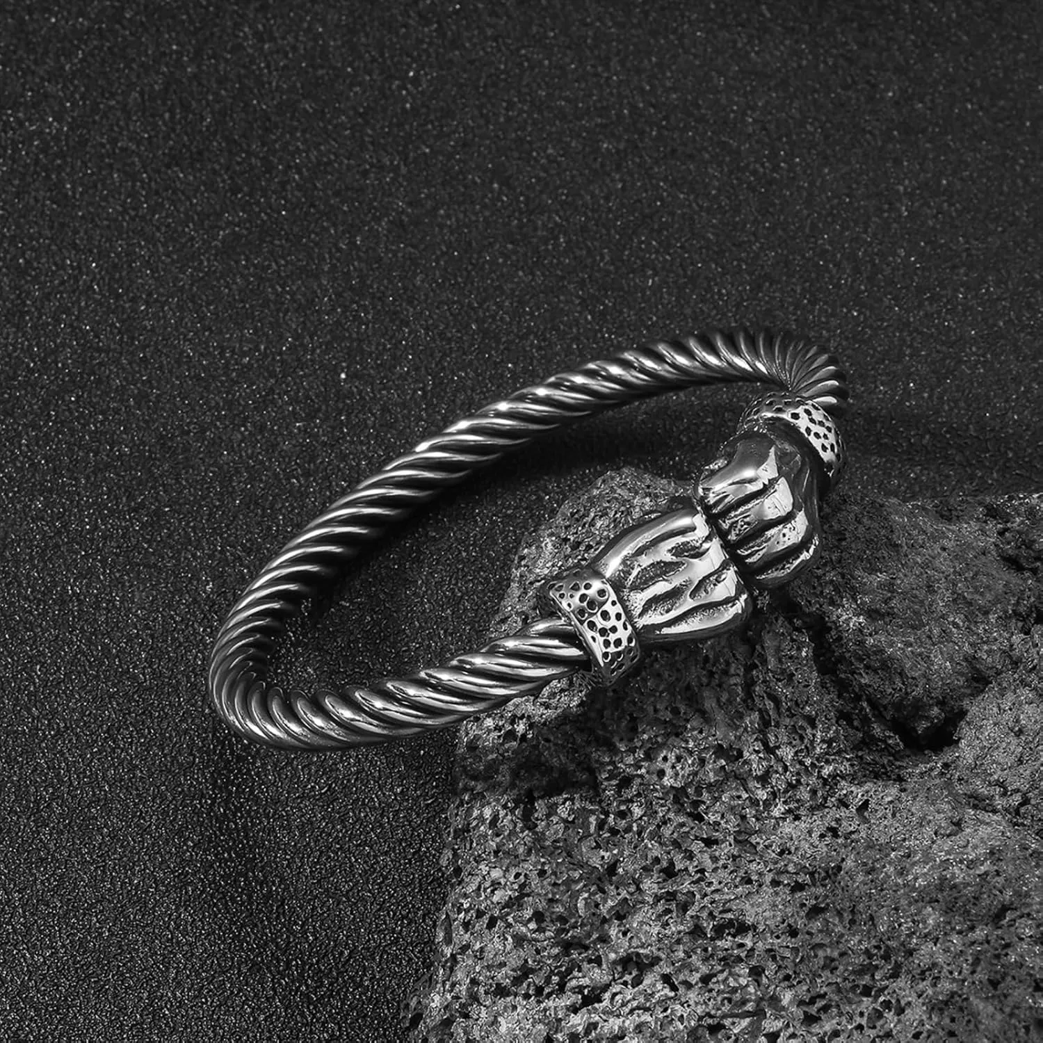 Vintage Men's Adjustable Alloy Cuff Bracelet, Fashion Casual Wrist Band, Retro Style Bracelet for Men