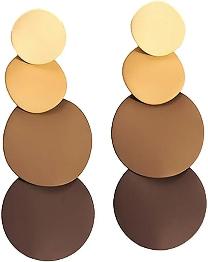 Vintage Round Disc Drop Earrings for Women Boho Geometric Circular Dangling Earrings Fashion Jewelry for Party Prom