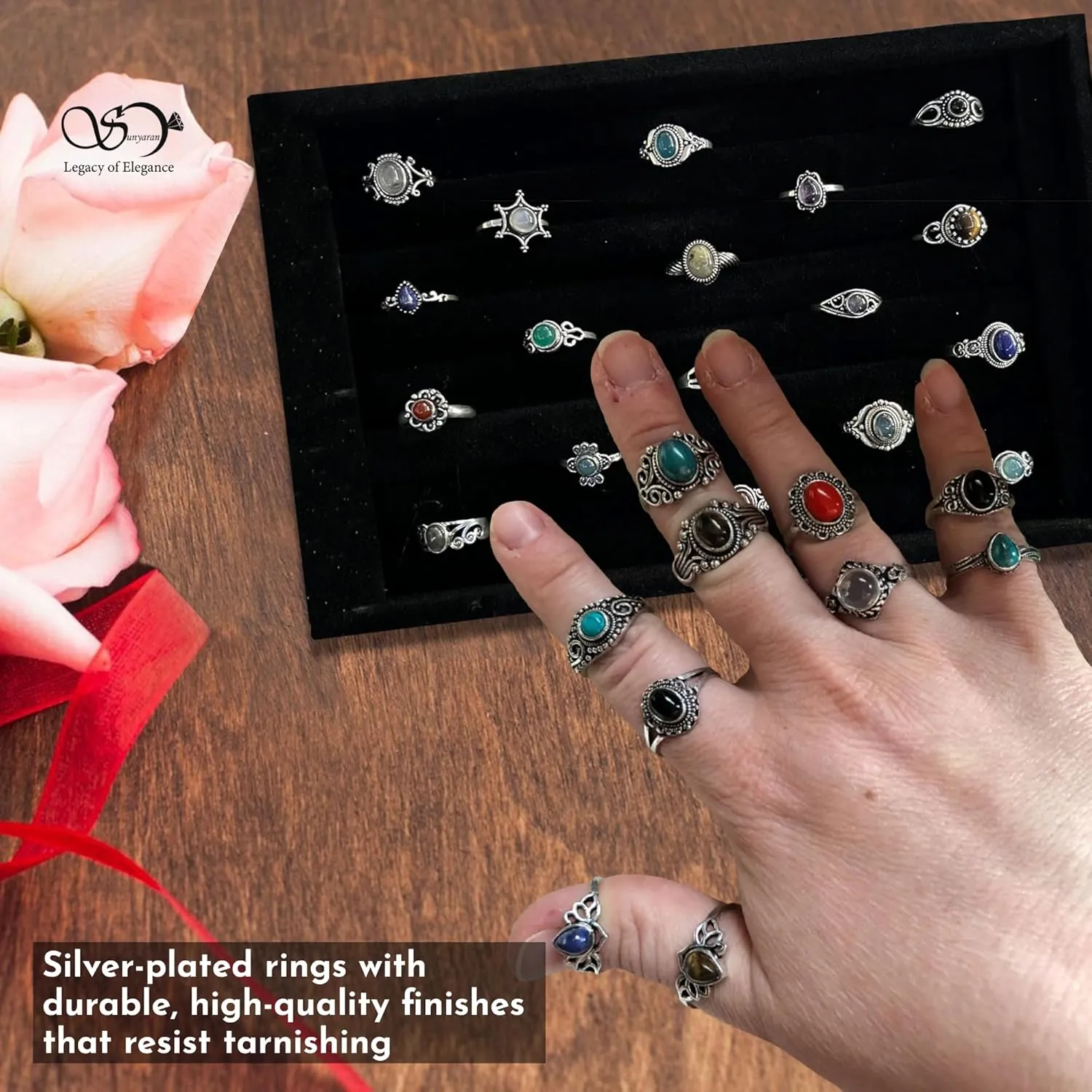 Vintage Stackable Rings Sets - Designer Silver Plated Handmade Rings for Women - Wholesale Bundle Midi Finger Rings
