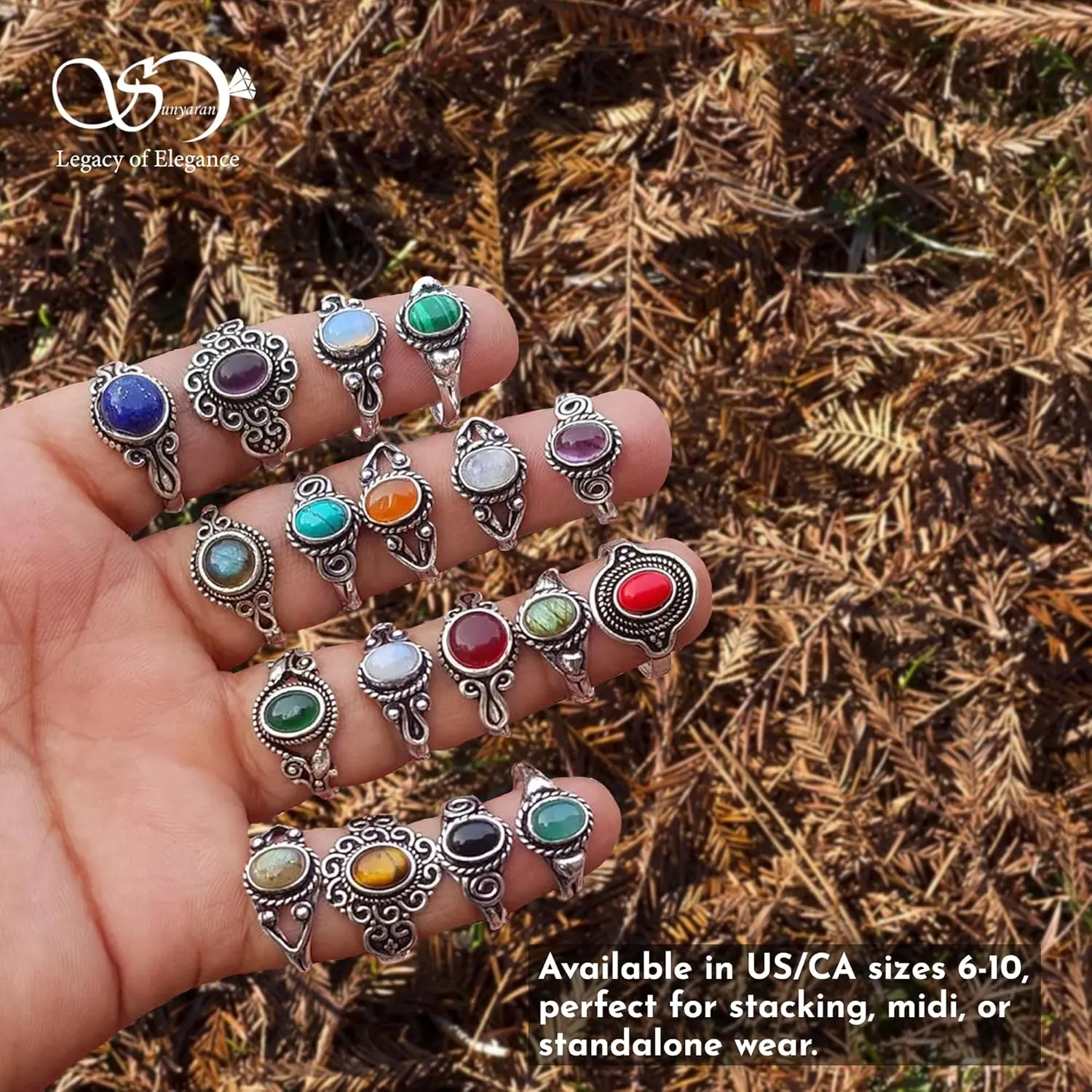Vintage Stackable Rings Sets - Designer Silver Plated Handmade Rings for Women - Wholesale Bundle Midi Finger Rings
