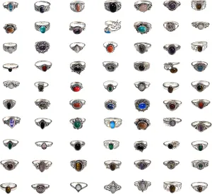Vintage Stackable Rings Sets - Designer Silver Plated Handmade Rings for Women - Wholesale Bundle Midi Finger Rings