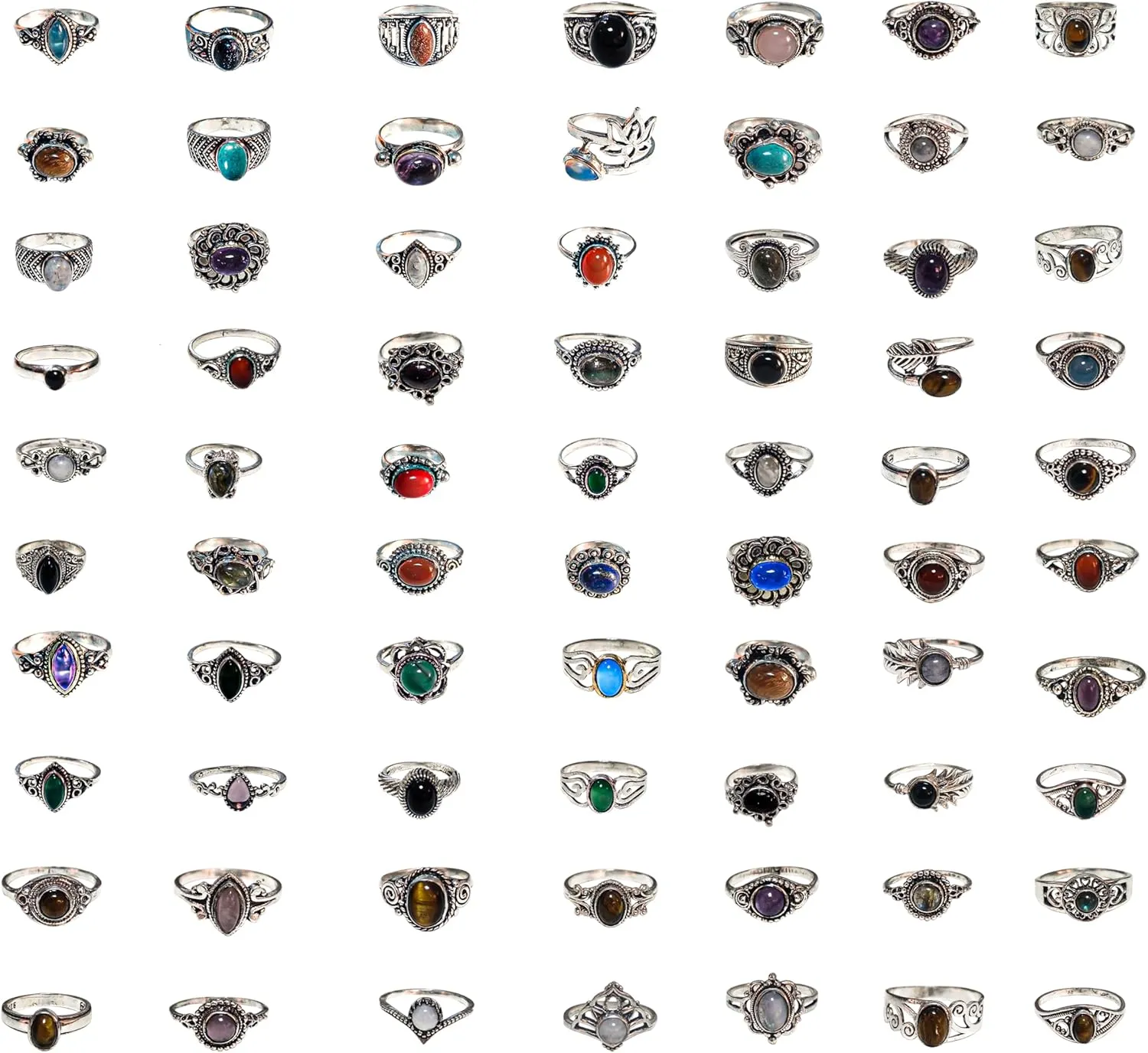 Vintage Stackable Rings Sets - Designer Silver Plated Handmade Rings for Women - Wholesale Bundle Midi Finger Rings